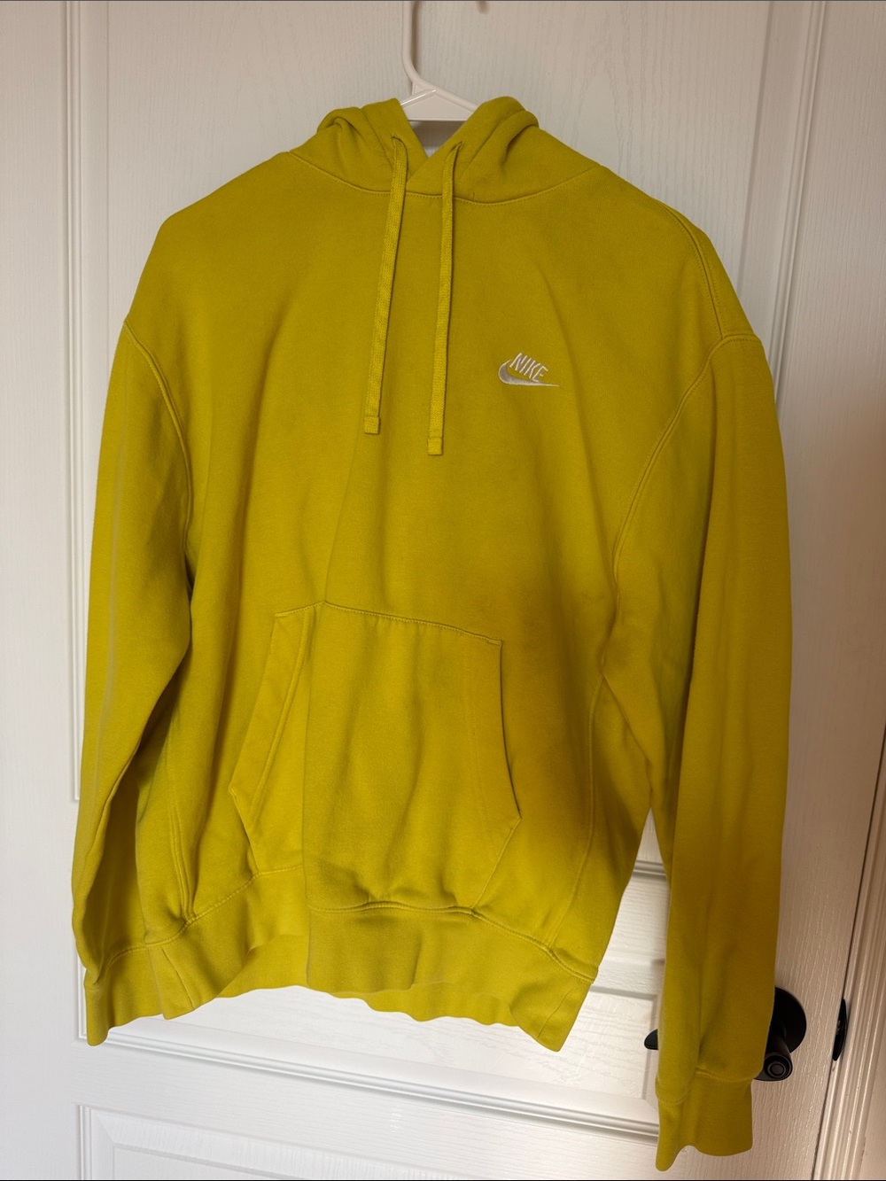 Nike Lime Yellow Pullover Hoodie with Small Swoosh